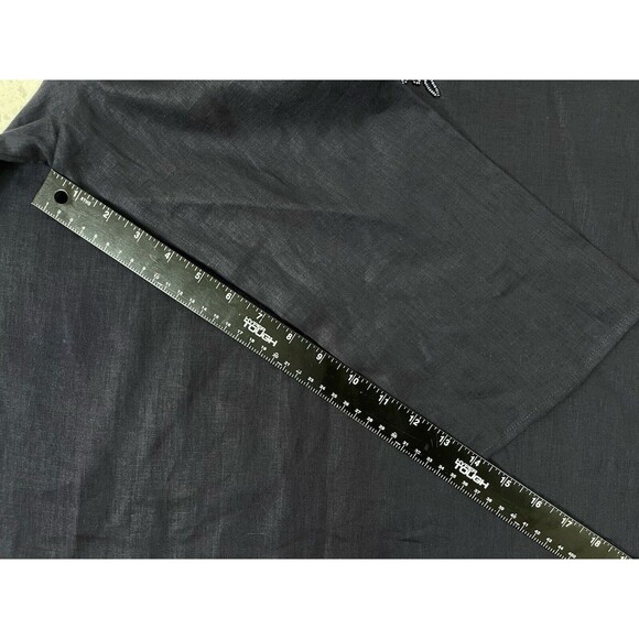 LANDS END Women’s Large 100% Linen Beaded Neckline Popover Tunic Top Bust Navy - Picture 9 of 12